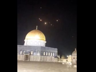 Israel’s Iron Dome lit up dozens of the incoming Iranian drones Sunday as they cruised over the Temple Mount.