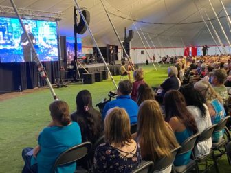 Evangelist Mario Murillo speaks during the Living Proof Crusade at the Arizona State Fairgrounds in Phoenix on Sunday.