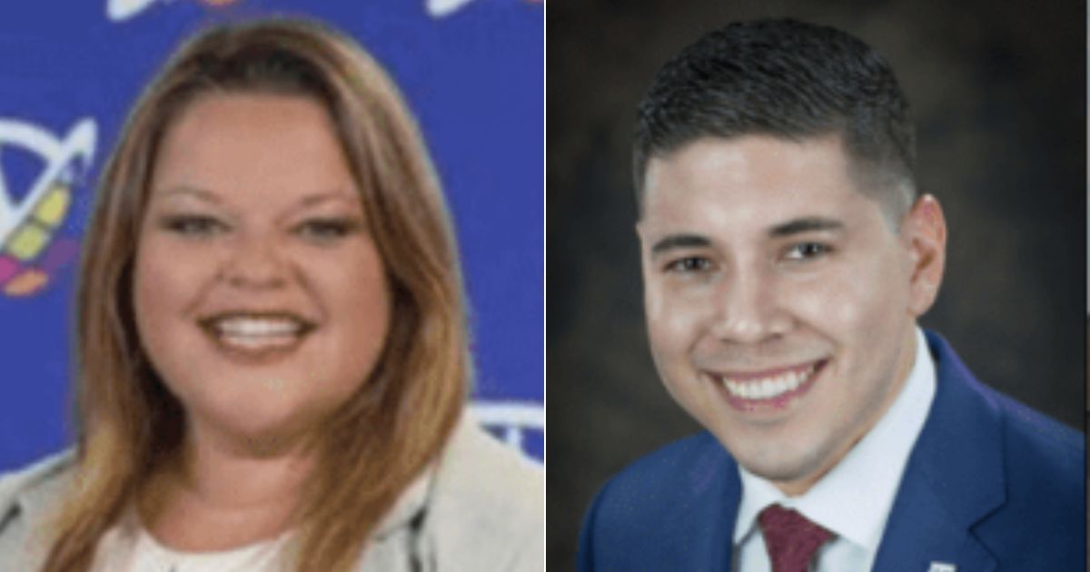 Two principals in Denton, Texas, Jesus Lujan, right, and Lindsay Lujan, left, were indicted on Tuesday after allegedly using their school's email system for an electioneering scheme.