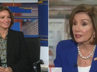 MSNBC host Katy Tur, left; former House Speaker Rep. Nancy Pelosi, right.