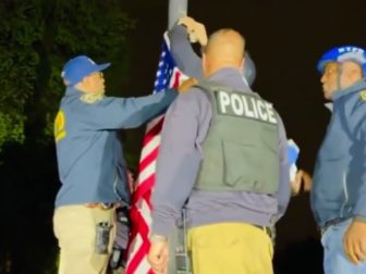 On Tuesday night, members of the NYPD took down a Palestinian flag and hoisted the American flag after removing ani-Israel protesters from City College of New York.