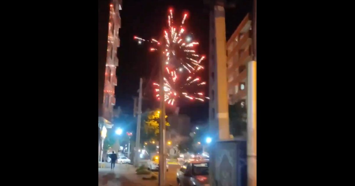 Fireworks in the Iranian city of Saqqez celebrate the death of President Ebrahim Raisi.